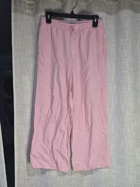 Old Navy Pale Pink Linen Drawstring Wide-Leg Pull On Pants
